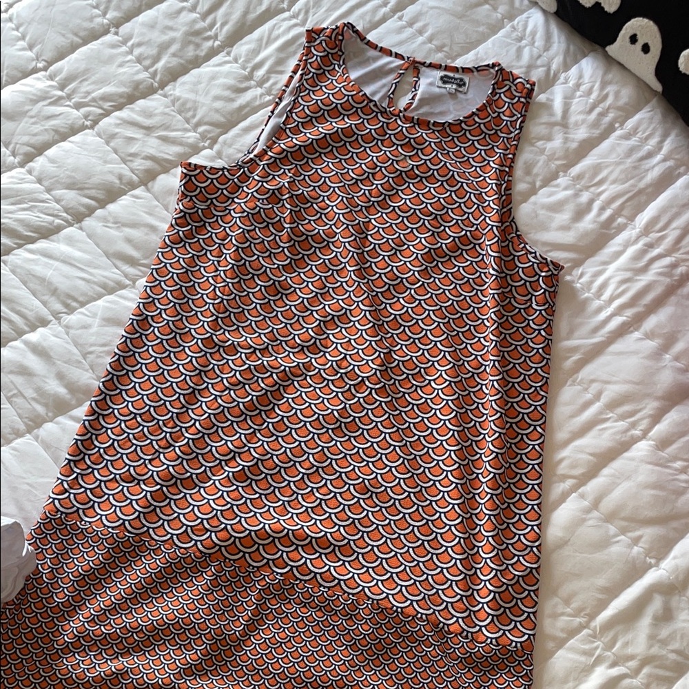 Mudpie Vibrant Orange and White Scallop Dress